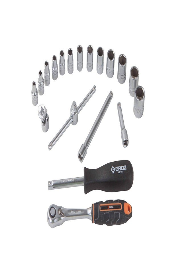 جروز مجموعة مفاتيح ربط يدوية Groz KIT/SKT/H/1-4/19/UG، مقاس 1/4 بوصة، سداسي، 19 قطعة - Image 3